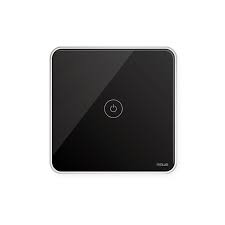 Halo Single, a black glass touch switch with a chrome edge